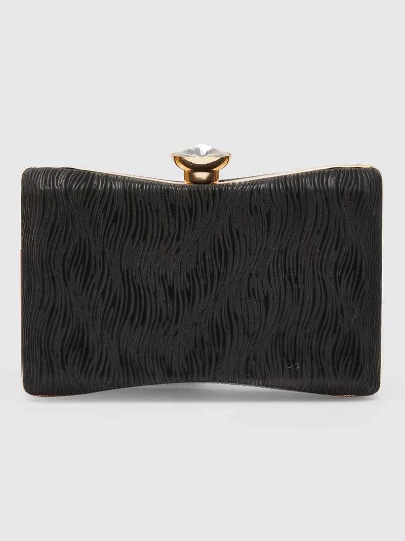 جلو باص حقيبة يد نسائية سوداء مزينة للحفلات